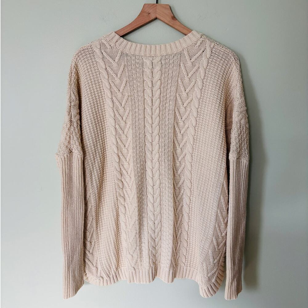 Natural Reflections Cream Cableknit Sweater Fisherman Large - Picture 4 of 8
